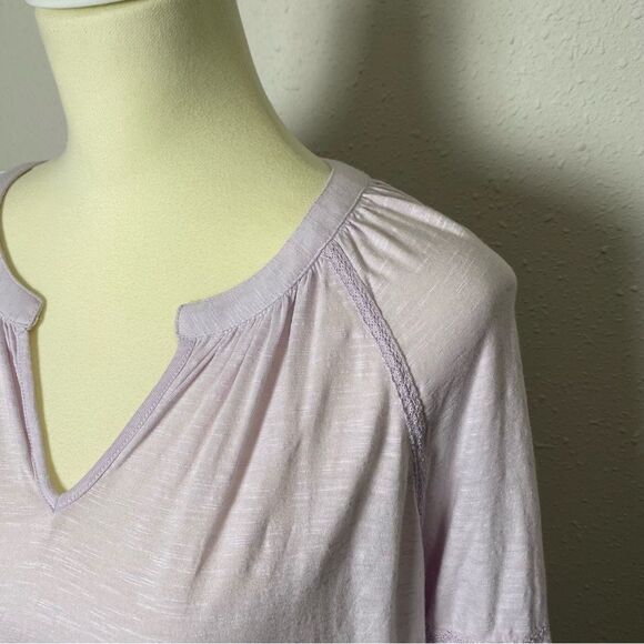 Caslon Lavender Floral Embroidered Eyelet Sleeve Blouse Women's Size Large - Picture 5 of 16